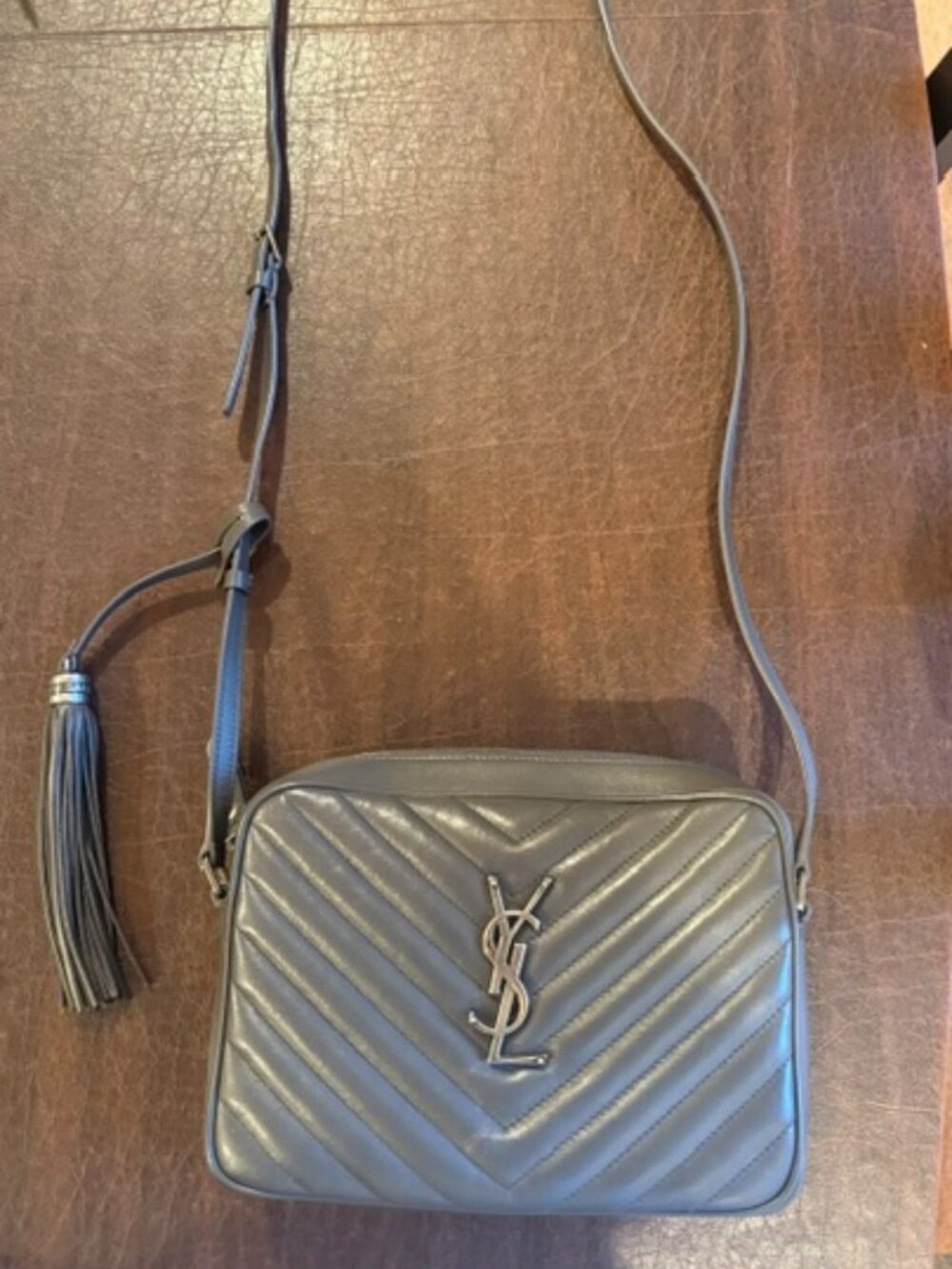 Saint Laurent Lou Matelassé Leather Camera Bag - Color Asphalt AUTHENTIC